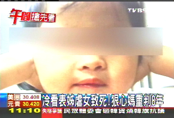 冷看表姊虐女致死! 狠心媽重判8年
