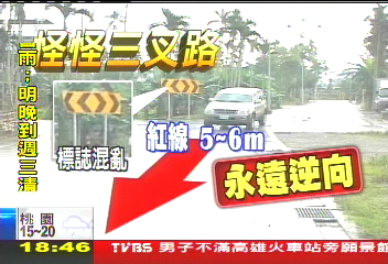 〈獨家〉施工不良！危險三叉路　怎開都逆向