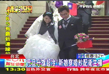 不到10度!新娘禦寒 婚紗配衛生褲