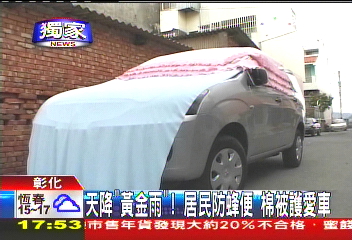 〈獨家〉天降「黃金雨」!居民防蜂便 棉被護愛車