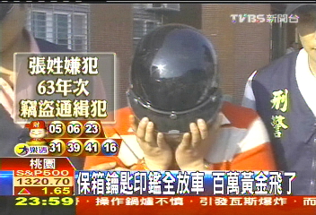 保箱鑰匙印鑑全放車　百萬黃金飛了
