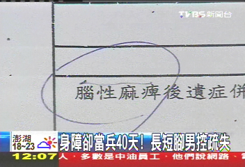 身障卻當兵40天！　長短腳男控疏失