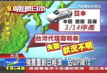 強震重創日經濟 「估GDP降1%」