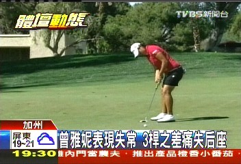 高爾夫/曾雅妮表現失常 3桿之差痛失后座