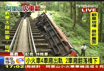 〈快訊〉阿里山火車翻覆　林務局澄清非超載