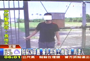 賊躲2M草叢!警先用推土機鋤草 再逮人