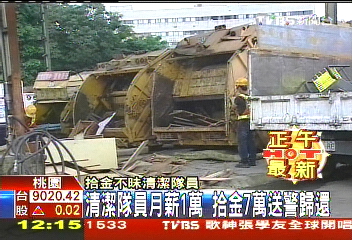 清潔隊員月薪1萬 拾金7萬送警歸還