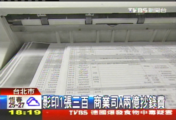 影印1張3百 商業司A兩億抄錄費