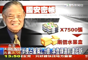 涉侵占鞏案2.5億 李登輝選前遭起訴