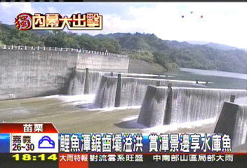 〈獨家〉鯉魚潭鋸齒壩溢洪　賞潭景邊享水庫魚