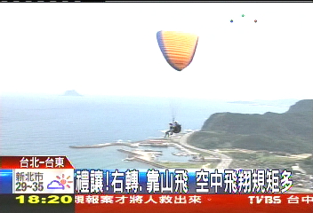 禮讓右轉、靠山飛　空中飛翔防撞傘