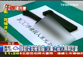 誤認女友被偷瞄　火車上殺人無期定讞