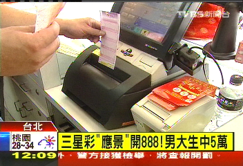 三星彩「應景」開888! 男大生中5萬