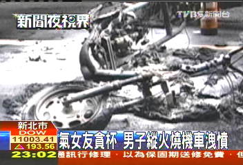 氣女友貪杯　男子縱火燒機車洩憤