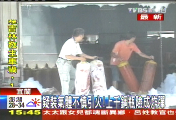疑裝氣體不慎引火! 上千鋼瓶險成炸彈