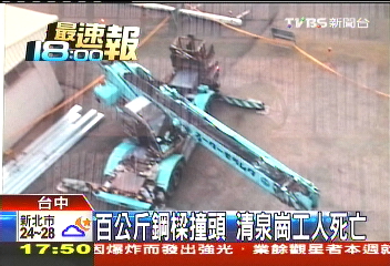 百公斤鋼樑撞頭　清泉崗工人死亡