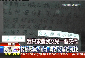 控檢壓案7個月 婦為女燒炭死諫