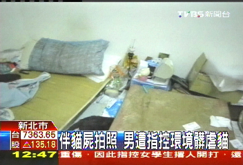 伴貓屍拍照 男遭指控環境髒虐貓