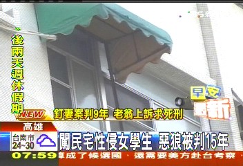 闖民宅性侵女學生 惡狼判刑15年