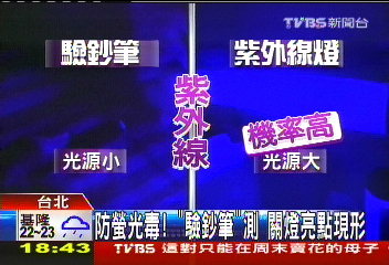 防螢光毒！「驗鈔筆」測　關燈亮點現形