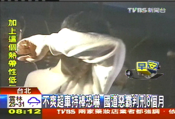 不爽超車持棒恐嚇　國道惡霸判刑8個月