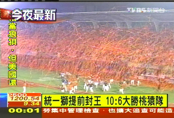 中華職棒/ 統一獅提前封王 10:6大勝桃猿隊