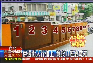 伊通街人行道上 竟設11座變電箱