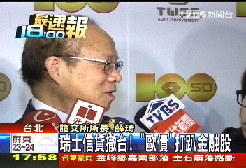 瑞士信貸撤台! 「歐債」打趴金融股