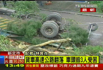 爆胎失控！聯結車墜涵洞　車毀3死