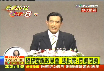 總統電視政見會 馬批蔡:閃避問題