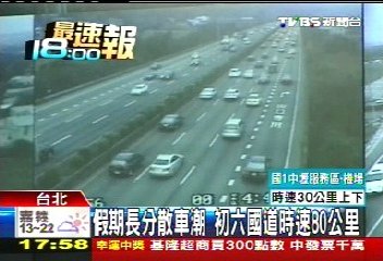 假期長分散車潮　初六國道時速80公里