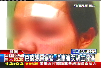 色狼襲胸猥褻　追車害女騎士摔傷