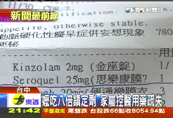 嬤吃8倍鎮定劑 家屬控醫用藥疏失