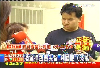 酒駕撞路樹失智 判國賠1059萬