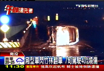 大雨閃竹林翻車　7旬駕駛40%燒傷