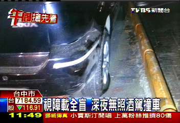 視障載全盲 深夜無照酒駕撞車