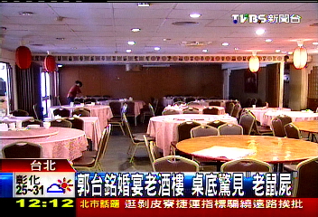 郭台銘婚宴老酒樓 桌底驚見「老鼠屍」