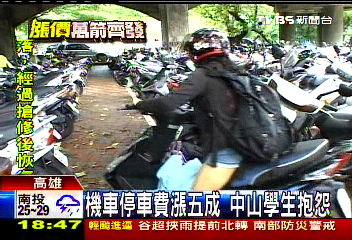 機車停車費漲5成　中山學生抱怨