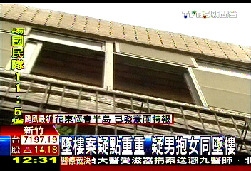 新監視影片曝光　疑男抱女同時墜樓
