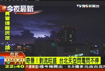 「老天爺玩N連拍」　密集閃電劃夜空