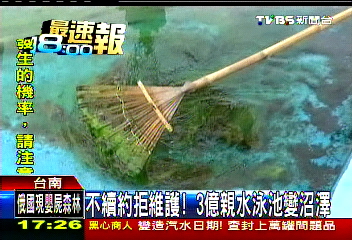 不續約拒維護！　3億親水泳池變沼澤