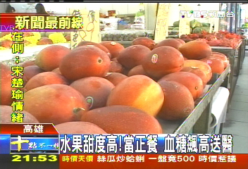 水果甜度高!當正餐 血糖飆高送醫