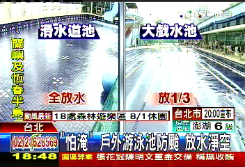 蘇拉颱風／「怕淹」戶外游泳池防颱　放水淨空