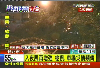 蘇拉颱風/入夜風雨增強 樹倒、車禍災情頻傳