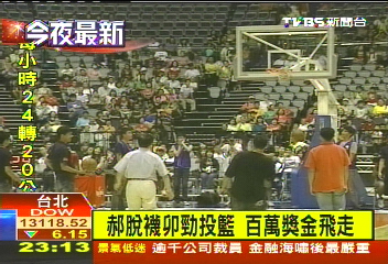 郝脫襪卯勁投籃 百萬獎金飛走