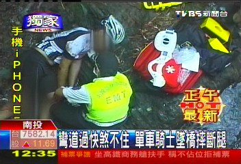 〈獨家〉彎道過快煞不住 單車騎士墜橋摔斷腿