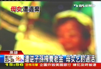 遭逆子孫榨養老金 母女乞討過活