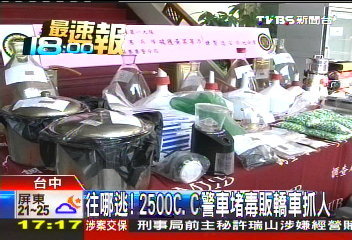往哪逃！　2500C.C.警車堵毒販轎車抓人