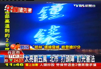 太亮罰5萬　北市「打頭陣」訂光害法