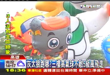 灰太狼跑哪？　3樓高氣球不敵5級風飛走